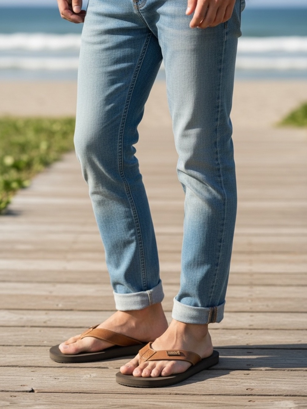 REEF Men’s Leather Flip-Flop Sandal Draftmen Series Shoe, Size 10